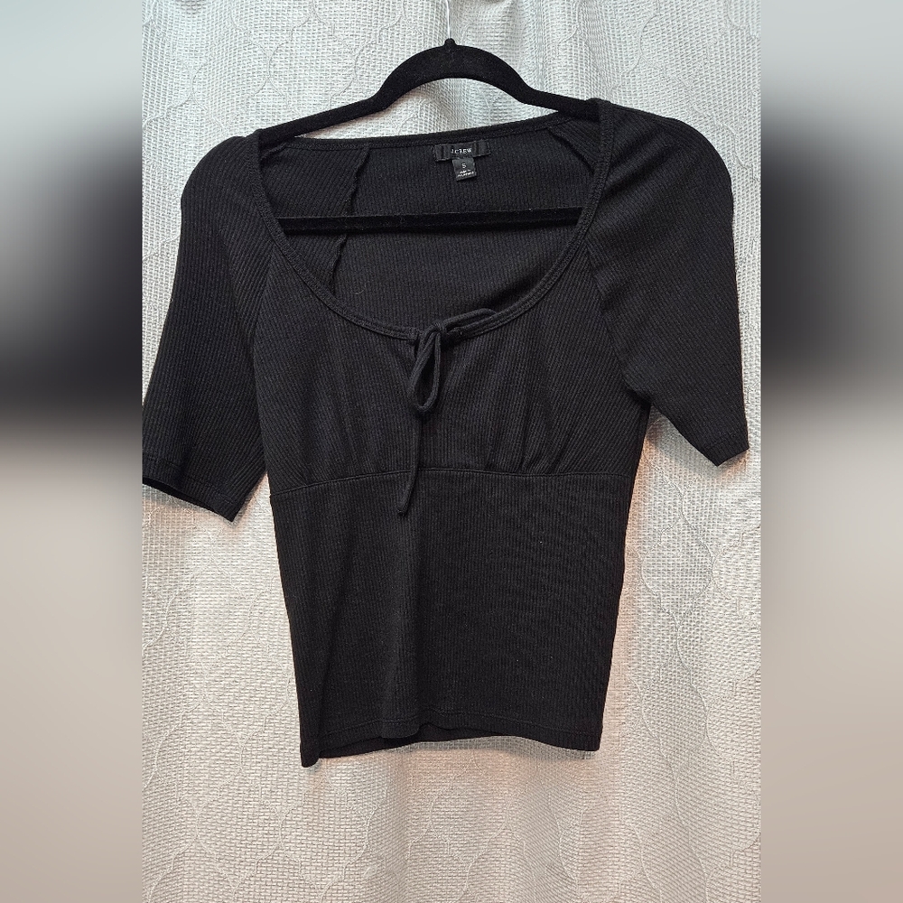 J. Crew Black Ribbed Knit Top